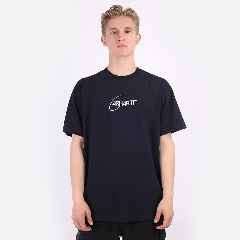 мужская синяя футболка Carhartt WIP S/S Orbit T-Shirt I029928-navy/white - цена, описание, фото 3